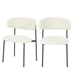 ESTER Lot de 2 chaises en tissu bouclette et métal