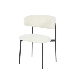 ESTER Lot de 2 chaises en tissu bouclette et métal