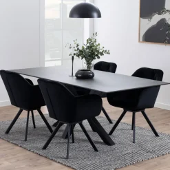 EURAME Table à manger 8 personnes en céramique et métal