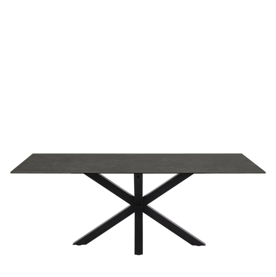 EURAME Table à manger 8 personnes en céramique et métal