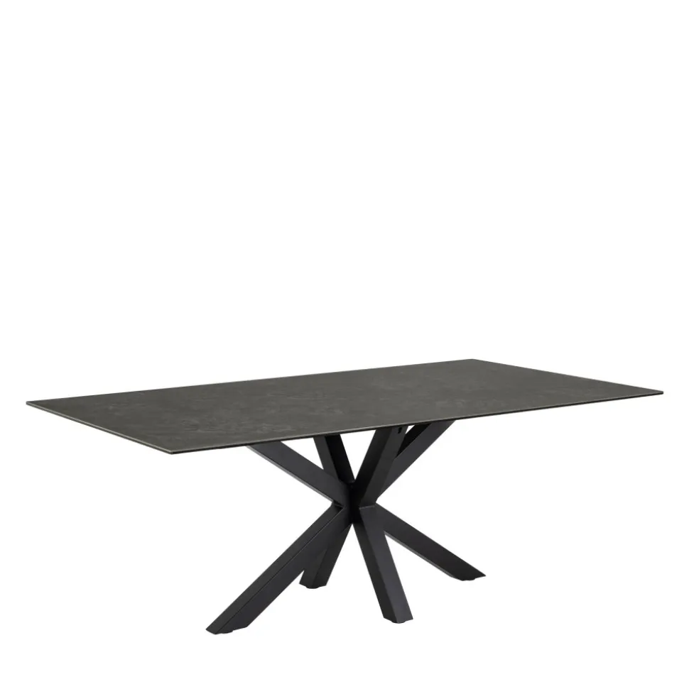 EURAME Table à manger 8 personnes en céramique et métal