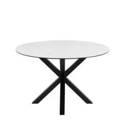 EURAME Table à manger 4 places ronde en céramique et métal