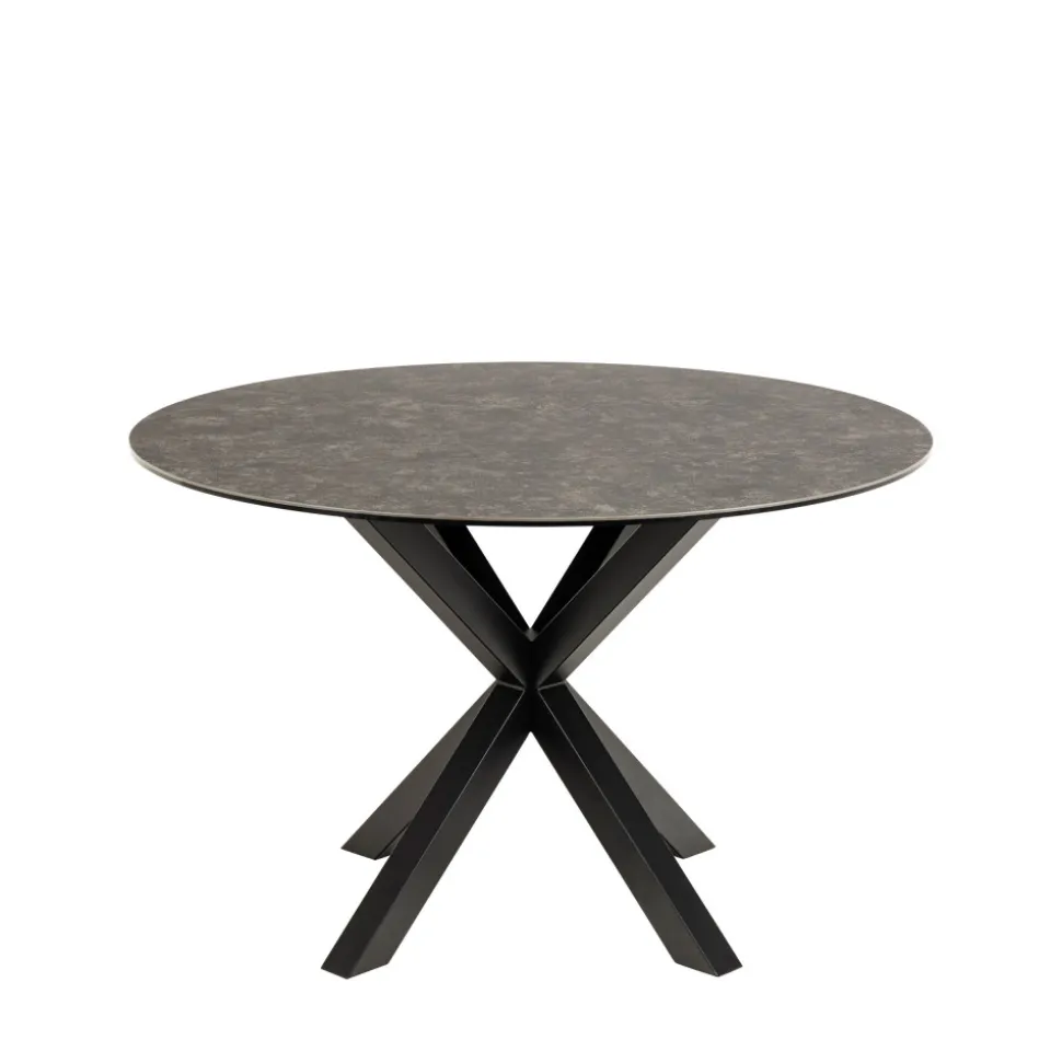 EURAME Table à manger 4 places ronde en céramique et métal