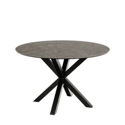 EURAME Table à manger 4 places ronde en céramique et métal