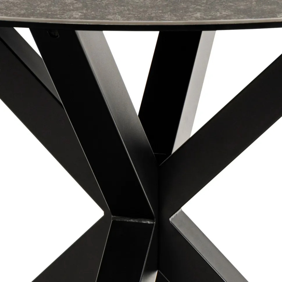 EURAME Table à manger 4 places ronde en céramique et métal