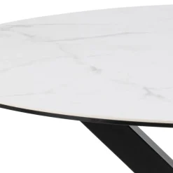 EURAME Table à manger 4 places ronde en céramique et métal