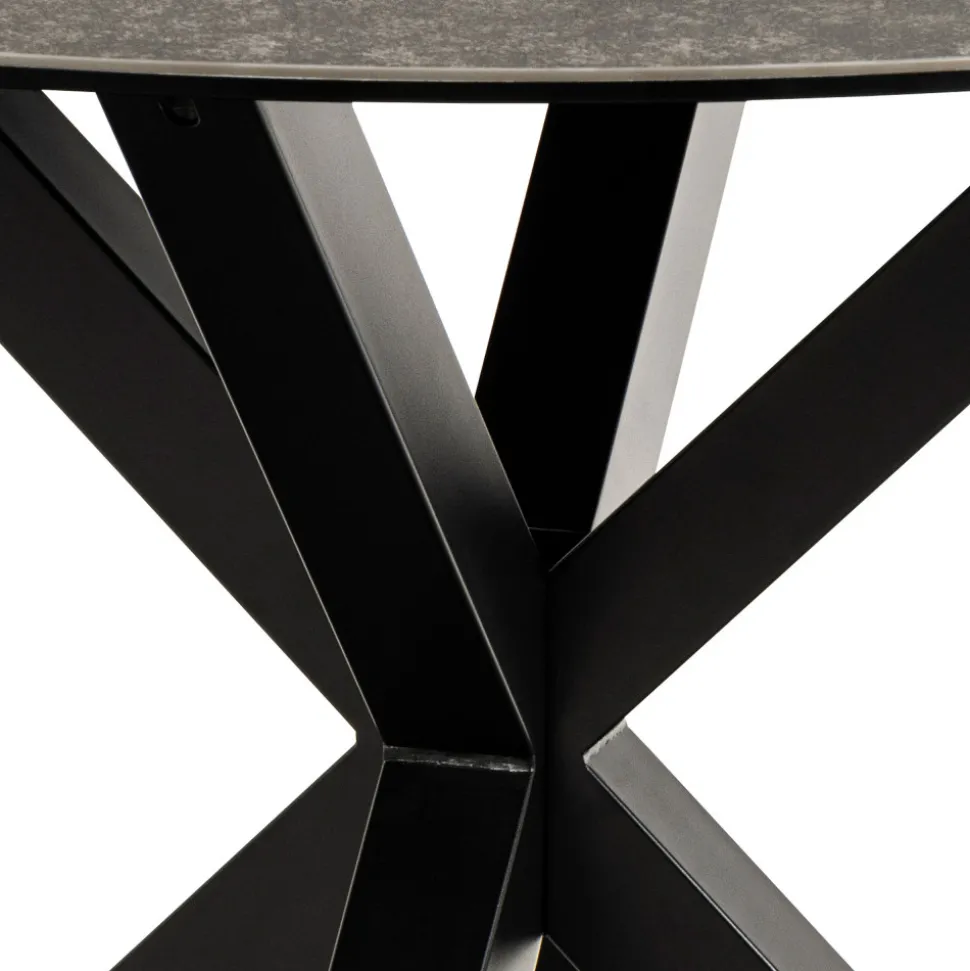 EURAME Table à manger 4 places ronde en céramique et métal