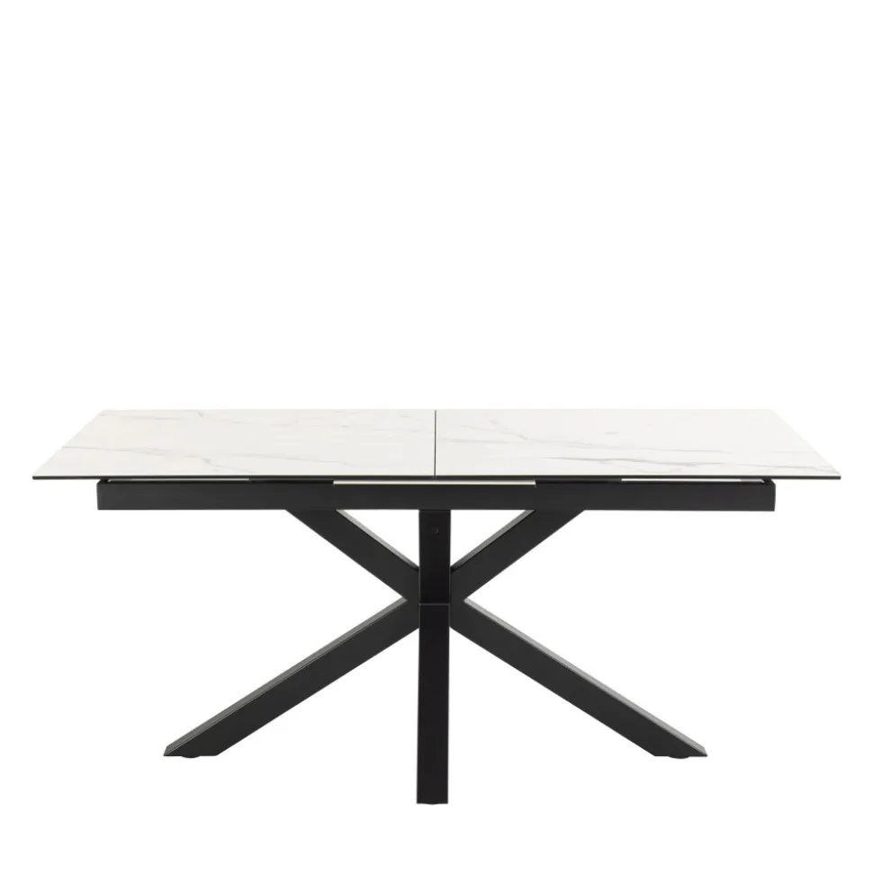 EURAME Table à manger extensible 6 à 8 places en céramique et métal 168-210x90cm