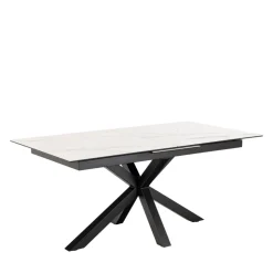 EURAME Table à manger extensible 6 à 8 places en céramique et métal 168-210x90cm