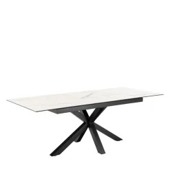 EURAME Table à manger extensible 6 à 8 places en céramique et métal 168-210x90cm