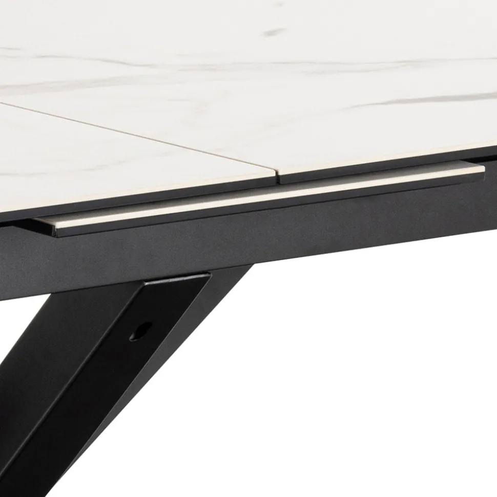 EURAME Table à manger extensible 6 à 8 places en céramique et métal 168-210x90cm