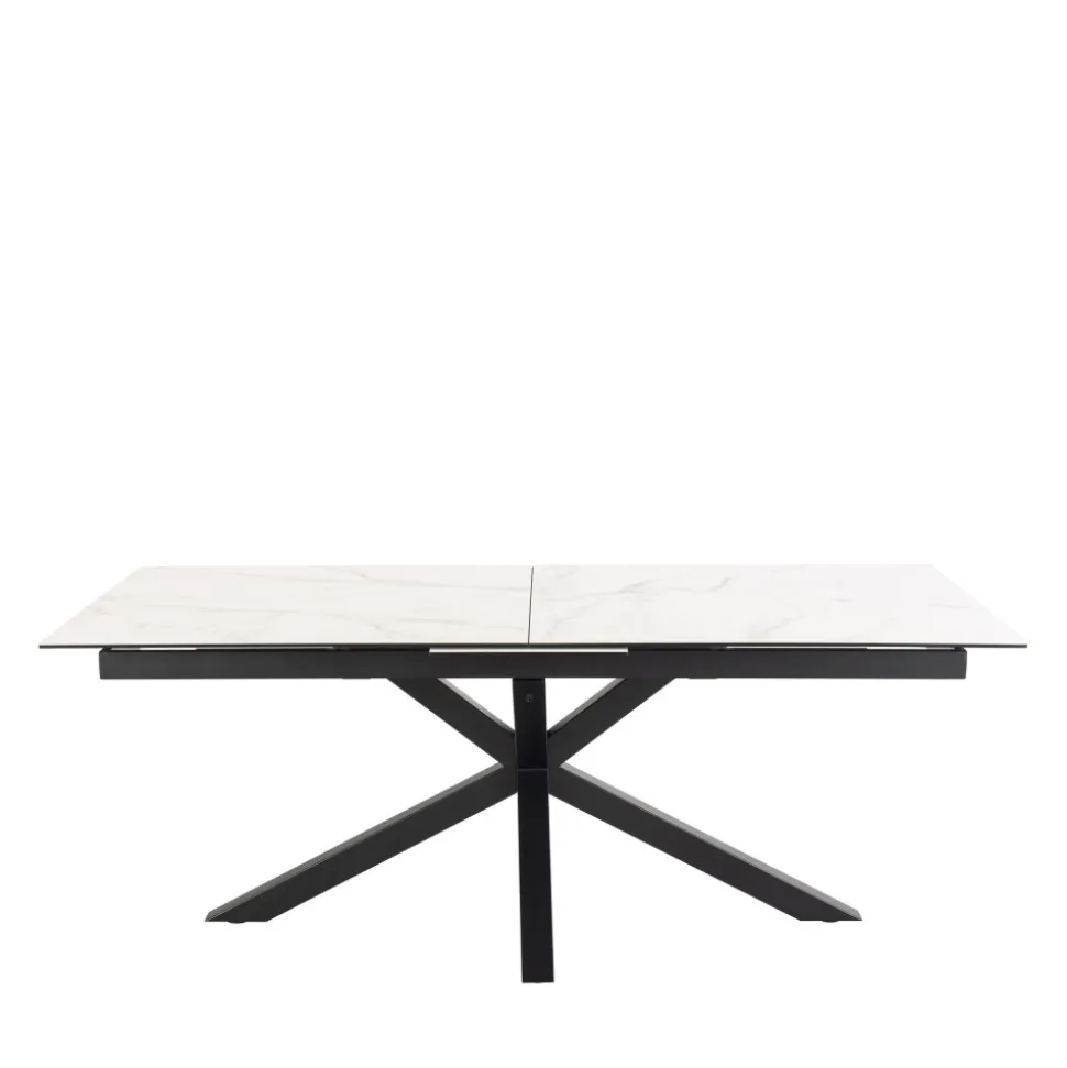 EURAME Table à manger extensible 6 à 12 personnes en céramique et métal 200-240x100cm