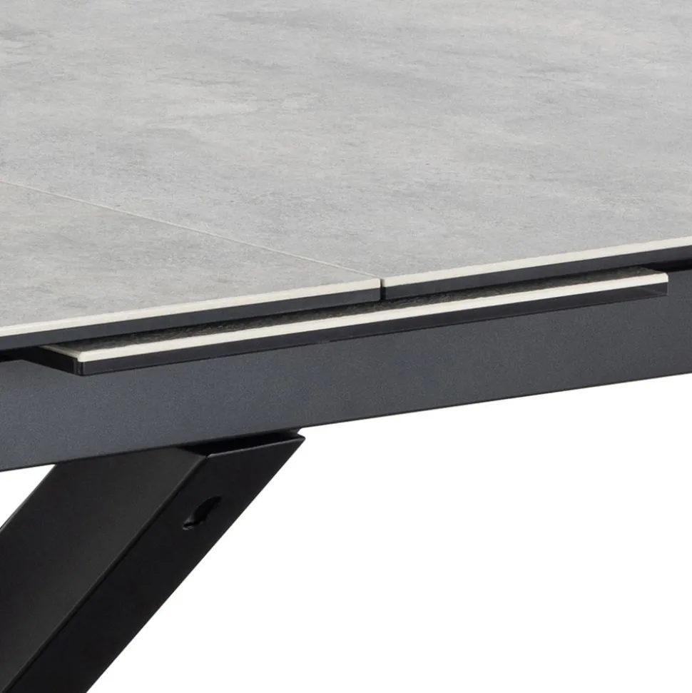EURAME Table à manger extensible 6 à 12 personnes en céramique et métal 200-240x100cm