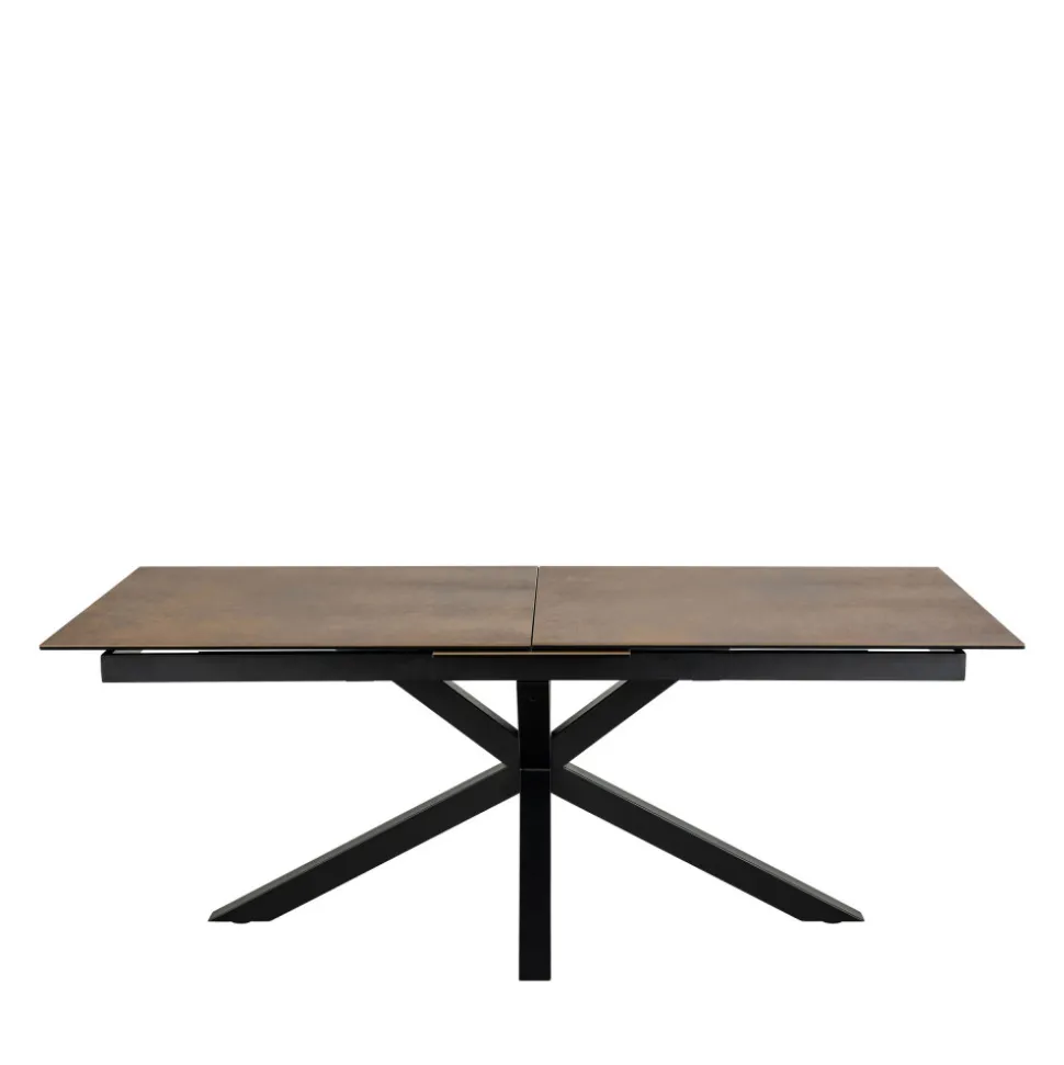 EURAME Table à manger extensible 6 à 12 personnes en céramique et métal 200-240x100cm