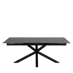 EURAME Table à manger extensible 6 à 12 personnes en céramique et métal 200-240x100cm