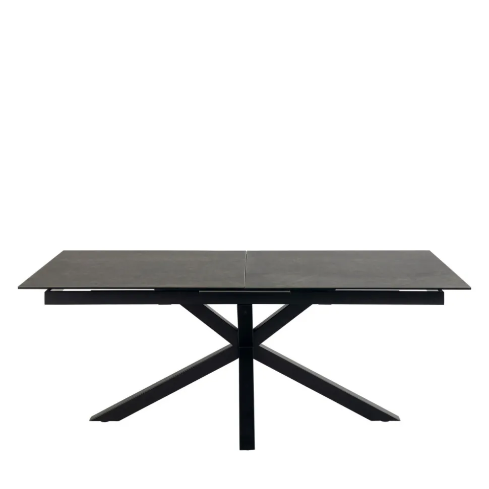 EURAME Table à manger extensible 6 à 12 personnes en céramique et métal 200-240x100cm