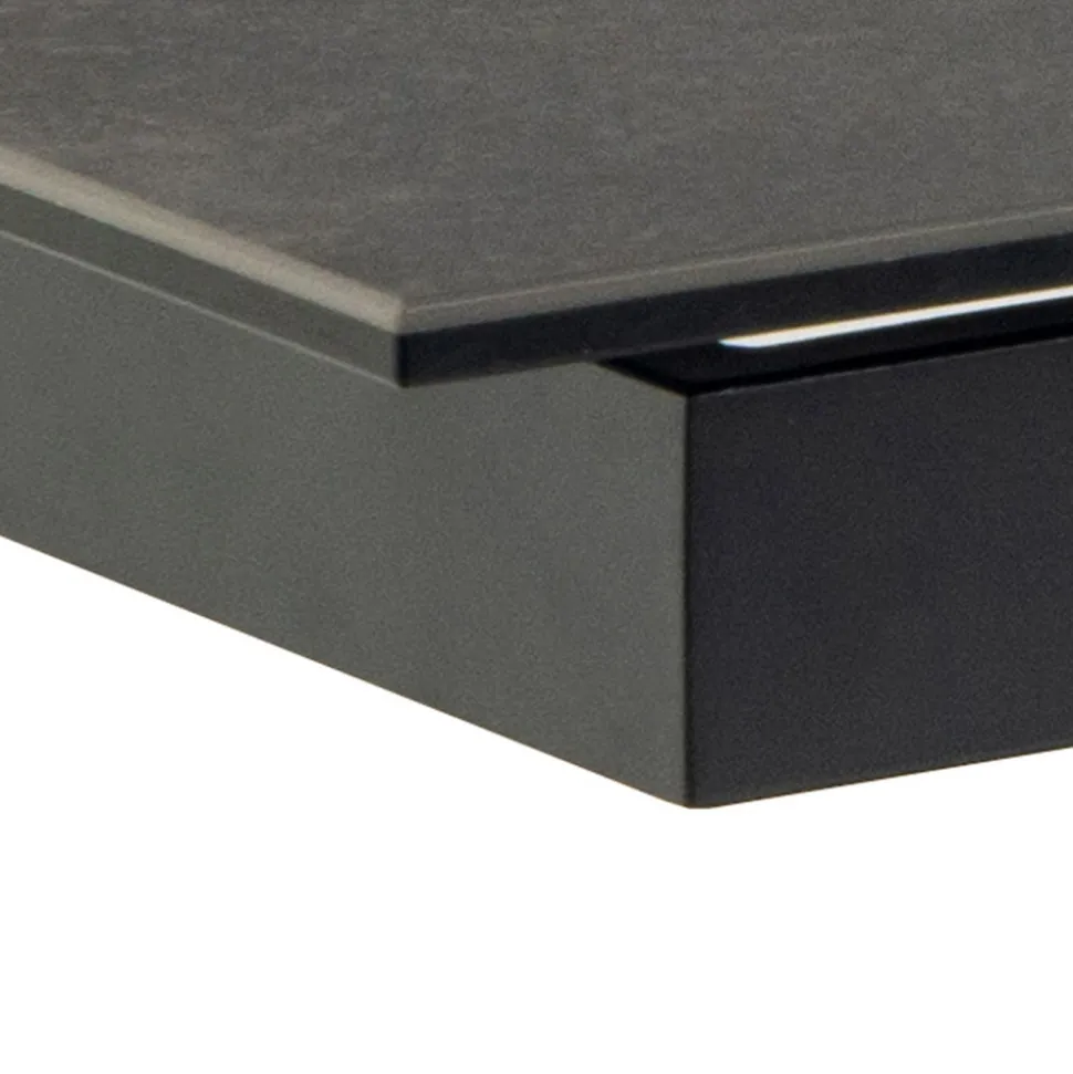 EURAME Table à manger extensible 6 à 12 personnes en céramique et métal 200-240x100cm