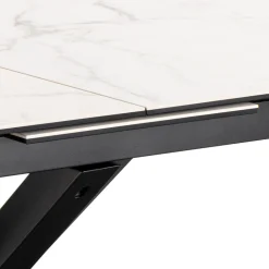 EURAME Table à manger extensible 6 à 12 personnes en céramique et métal 200-240x100cm