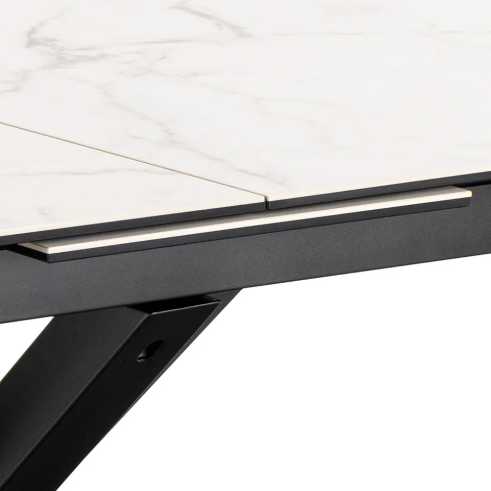 EURAME Table à manger extensible 6 à 12 personnes en céramique et métal 200-240x100cm