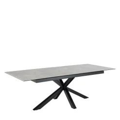 EURAME Table à manger extensible 6 à 12 personnes en céramique et métal 200-240x100cm
