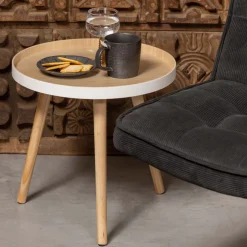 FALSE Table basse ronde trépied