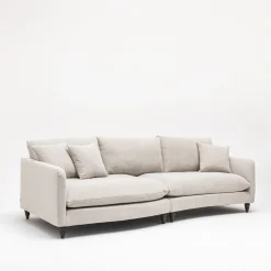 FARRAH Canapé d'angle gauche convertible 5 places en tissu pieds tournés