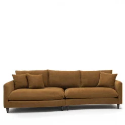 FARRAH Canapé d'angle gauche convertible 5 places en tissu pieds tournés