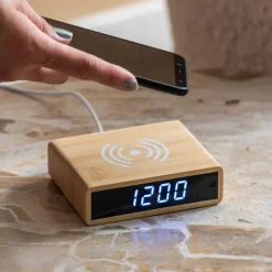 FAT Réveil en bois avec chargeur téléphone