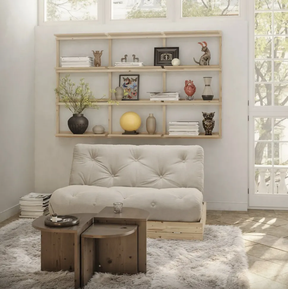 FLIP Canapé convertible 2,5 places en tissu et bois