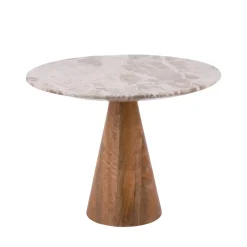 FORCE Table d’appoint en bois et marbre ø40cm