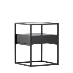 FORTALEZA Table de chevet 1 tiroir en verre et métal