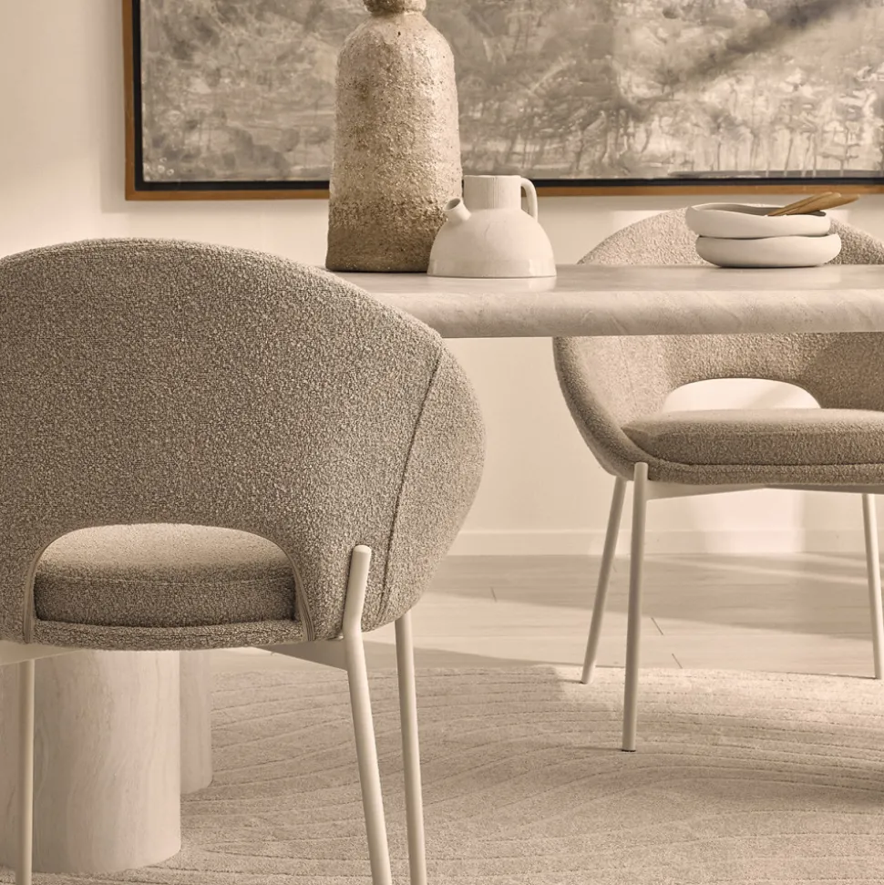 FRIDA Lot de 2 chaises en tissu bouclette et métal