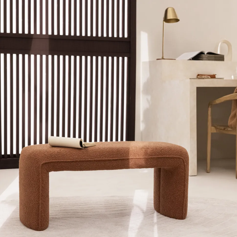 FULL Banc rembourré en tissu bouclette L100cm