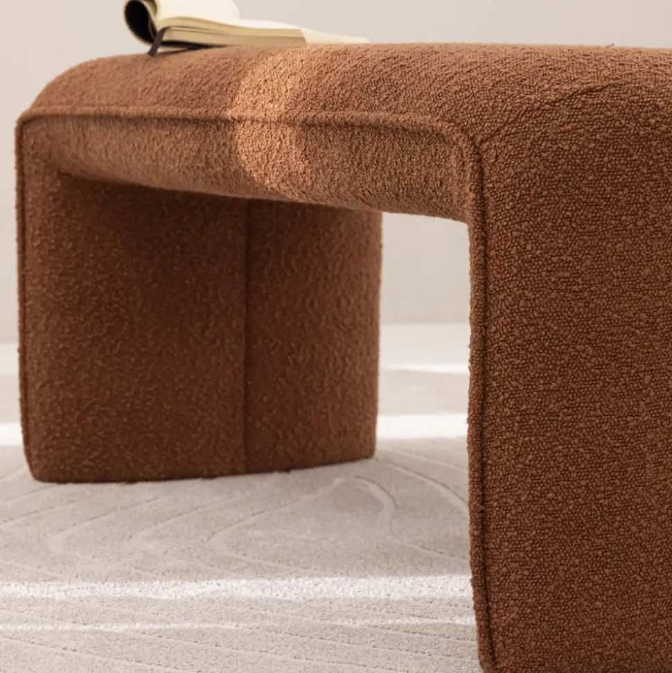 FULL Banc rembourré en tissu bouclette L100cm