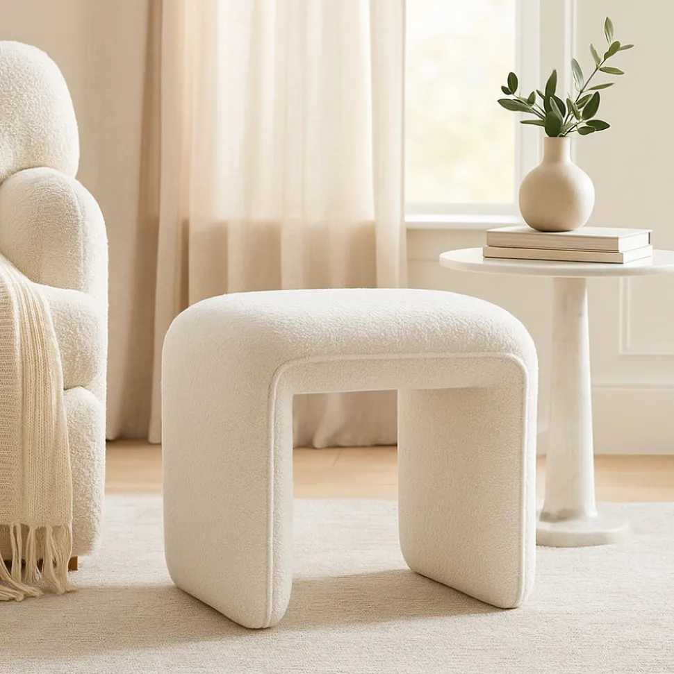 FULL Pouf en tissu bouclette