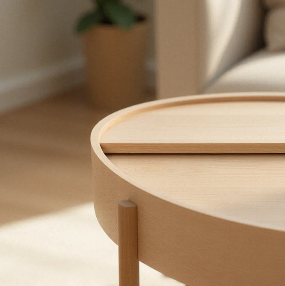 GISELE Table basse ronde avec rangement en bois ø80cm
