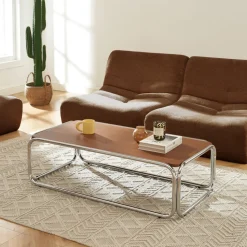 GLISS II Table basse en bois pieds chrome