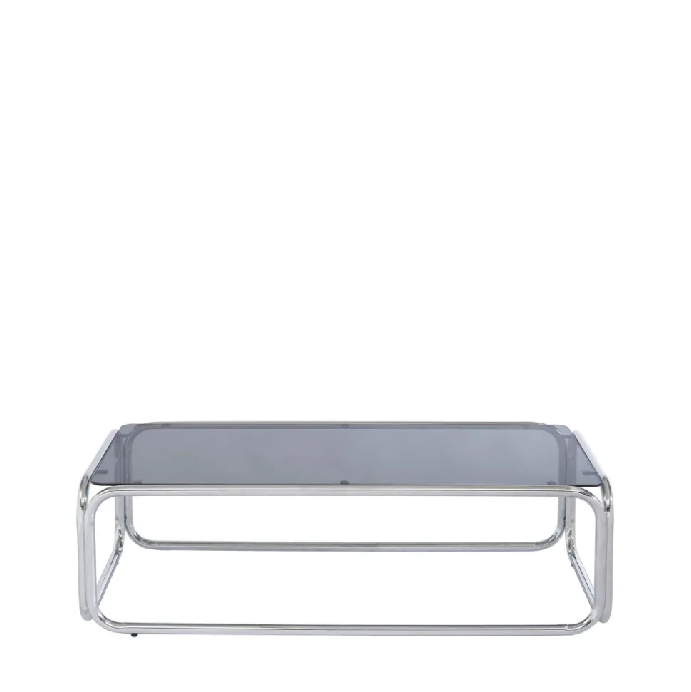 GLISS Table basse en verre pieds chrome