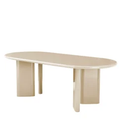 GLOSSI Table à manger 6 personnes ovale en bois laqué