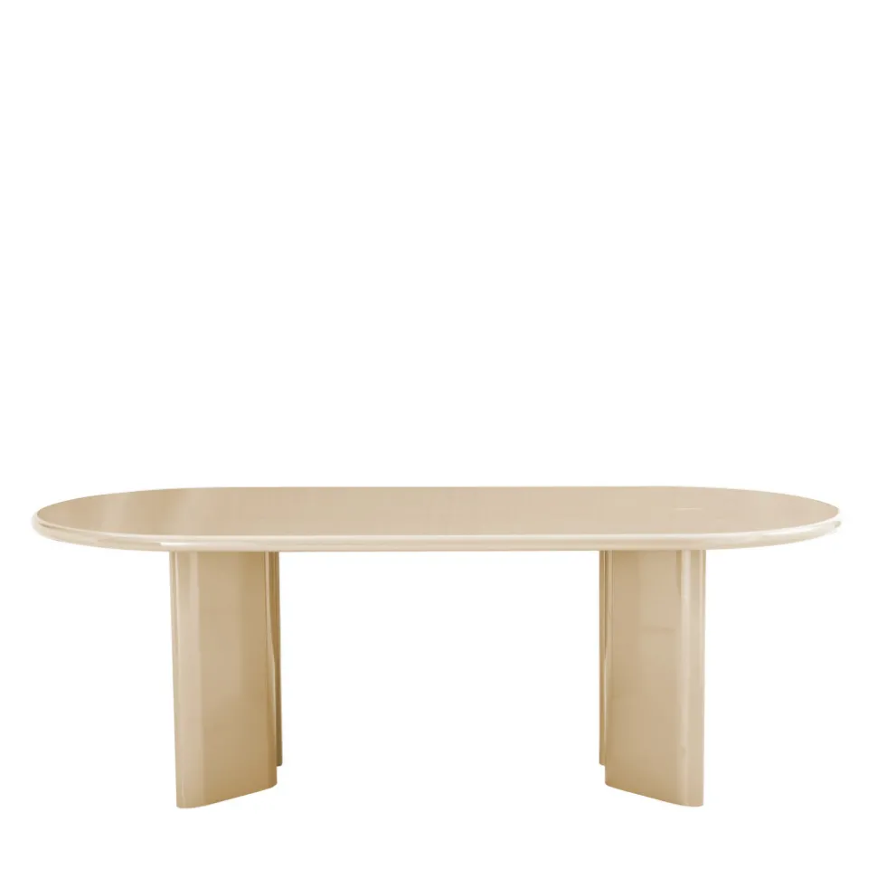 GLOSSI Table à manger 6 personnes ovale en bois laqué