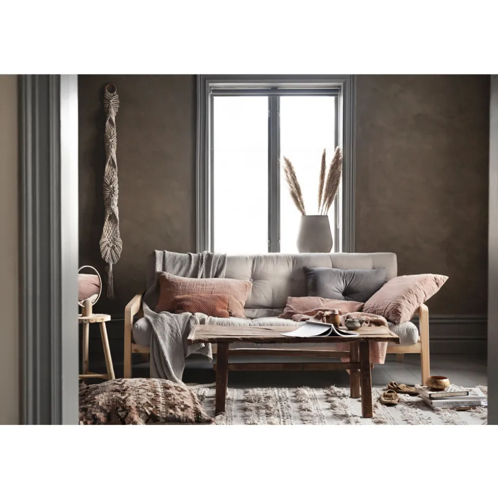 GRAB Canapé convertible en bois naturel et tissu