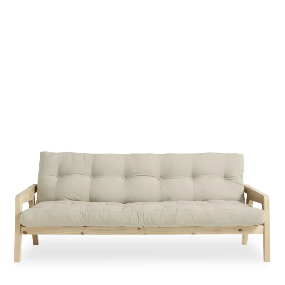 GRAB Canapé convertible en bois naturel et tissu