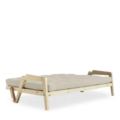 GRAB Canapé convertible en bois naturel et tissu