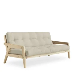 GRAB Canapé convertible en bois naturel et tissu