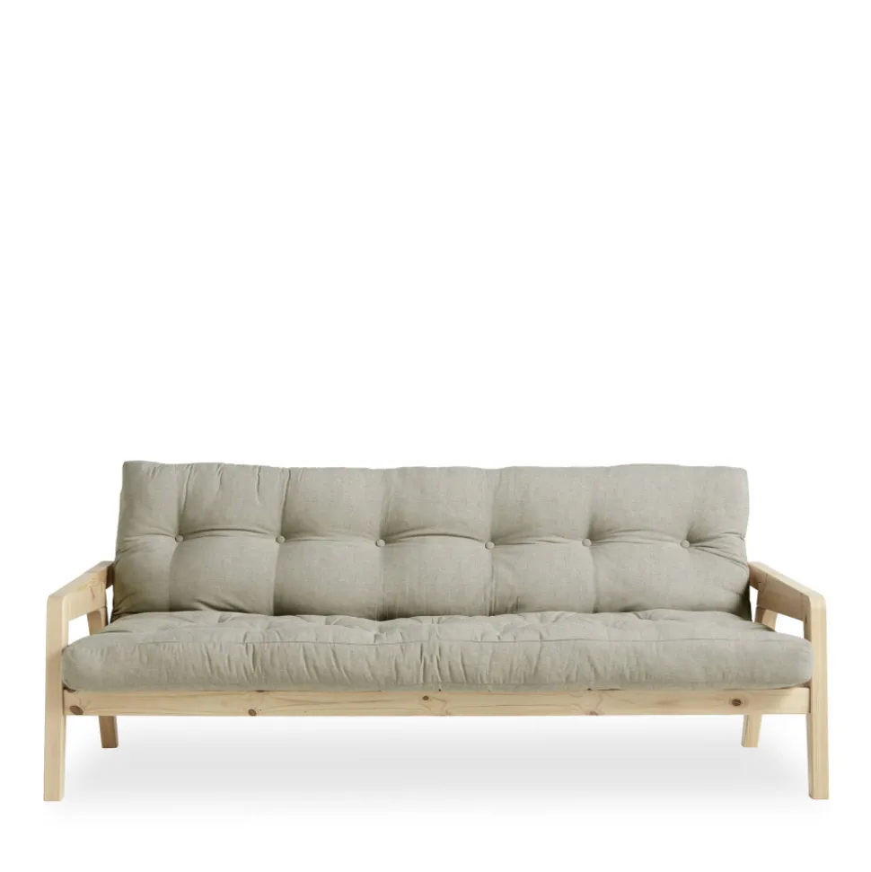 GRAB Canapé convertible en bois naturel et tissu