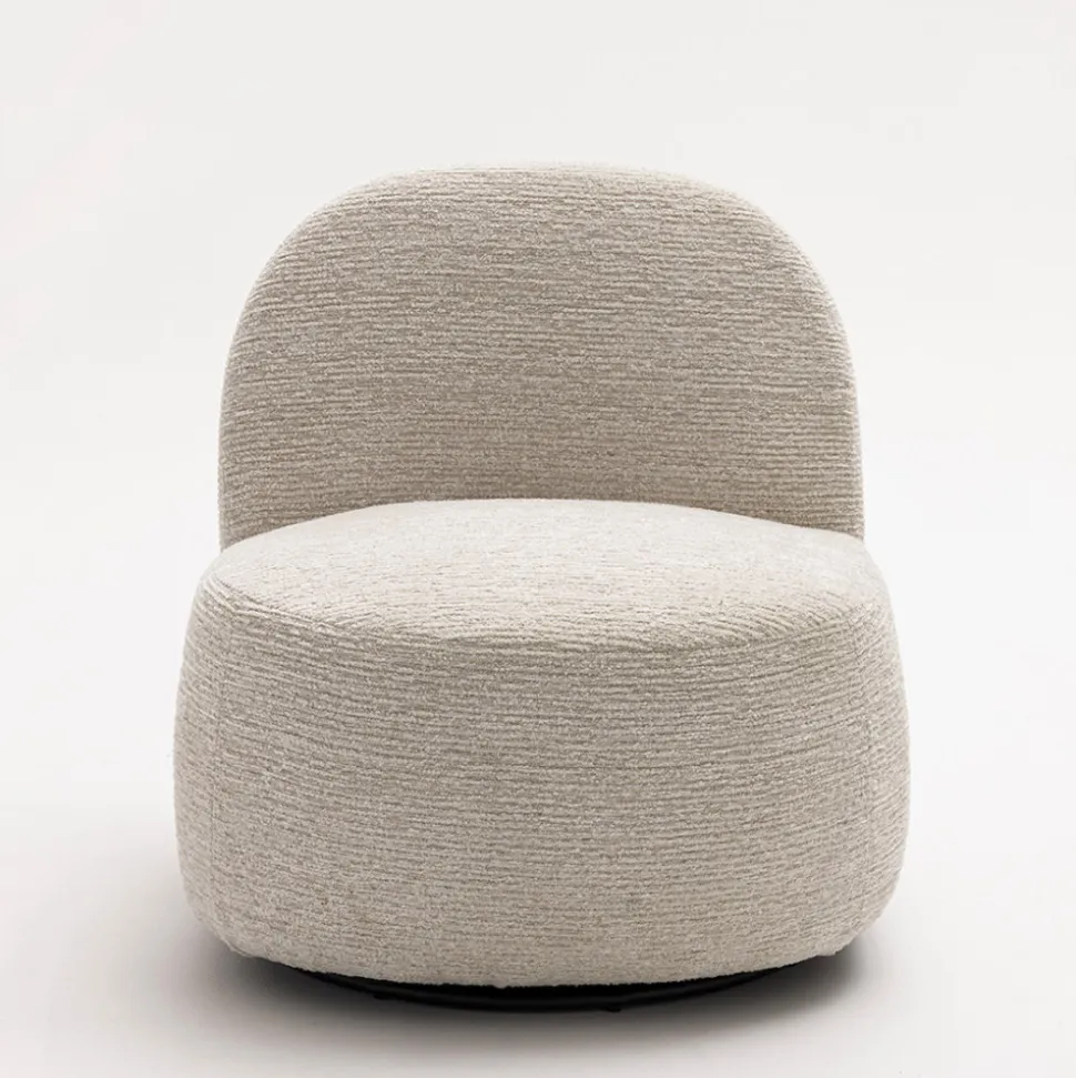 GROOVY Fauteuil pivotant en tissu chenille côtelé