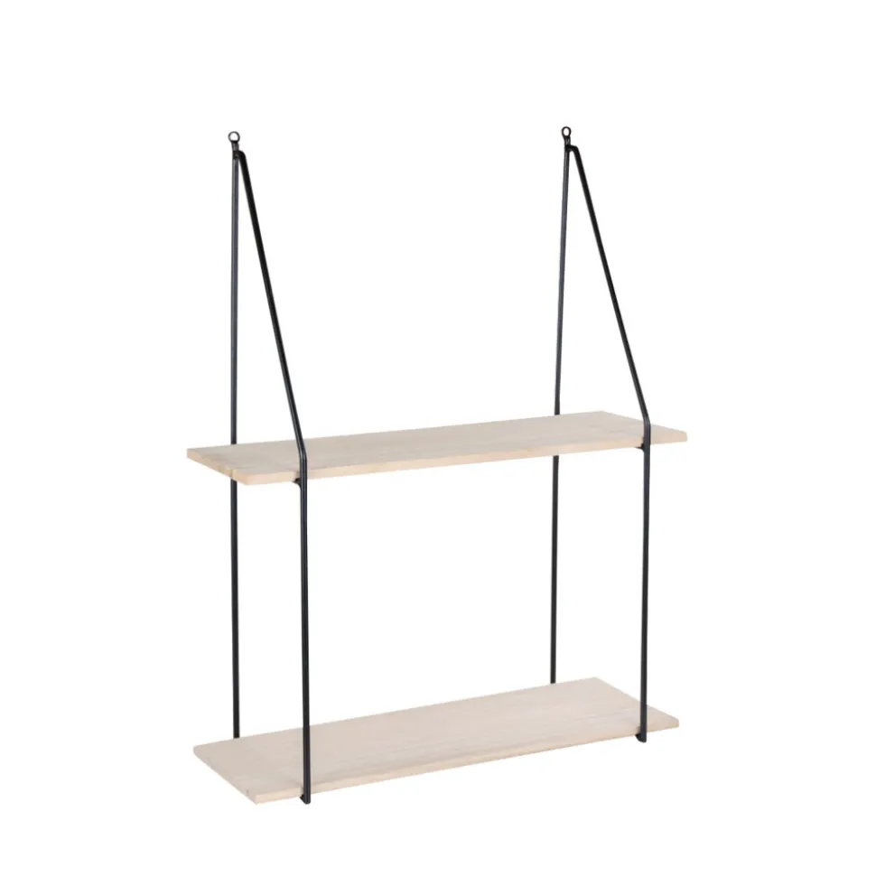 HAAG Etagère murale en métal et bois 55x21xH72 cm