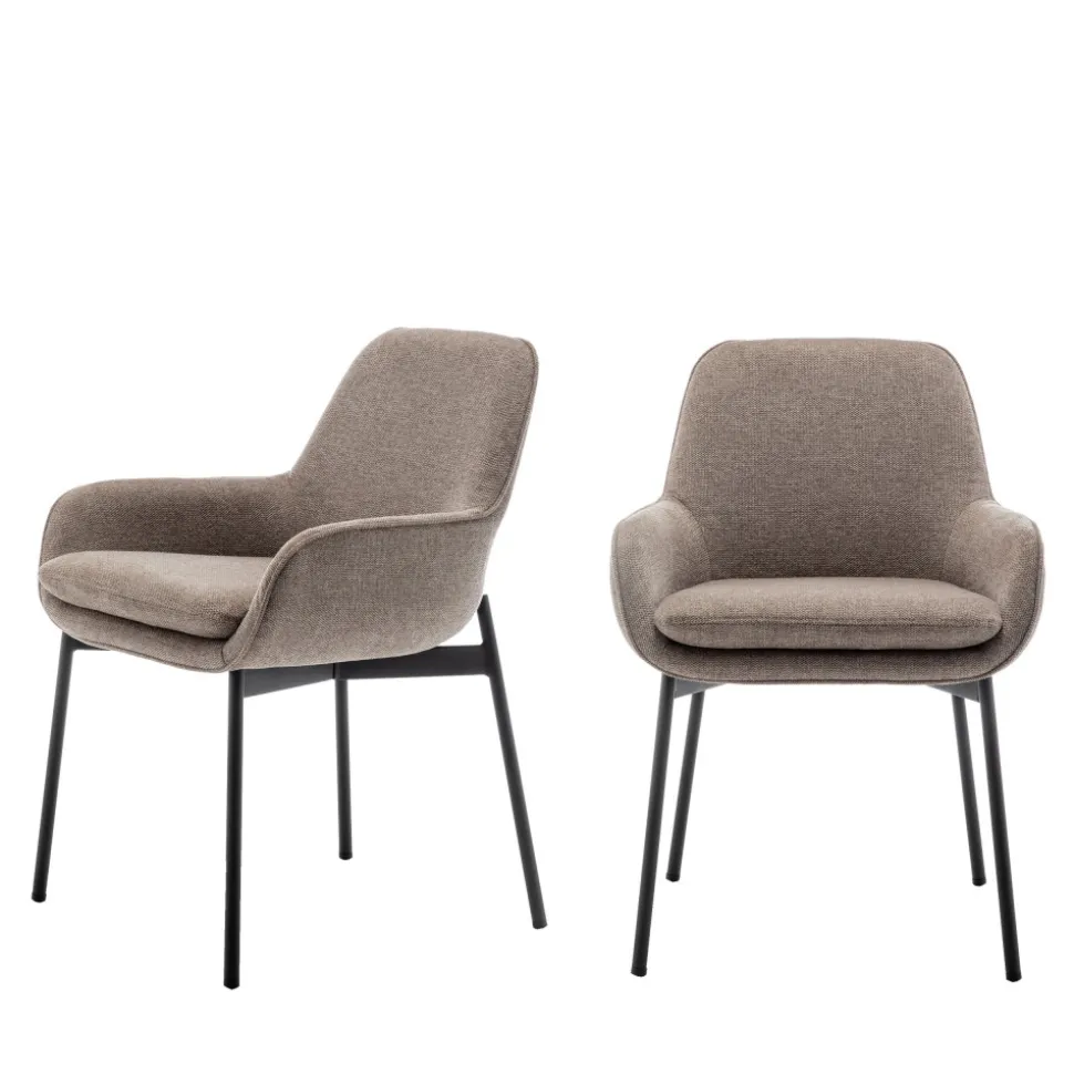 HAAS Lot de 2 fauteuils de table en tissu et métal
