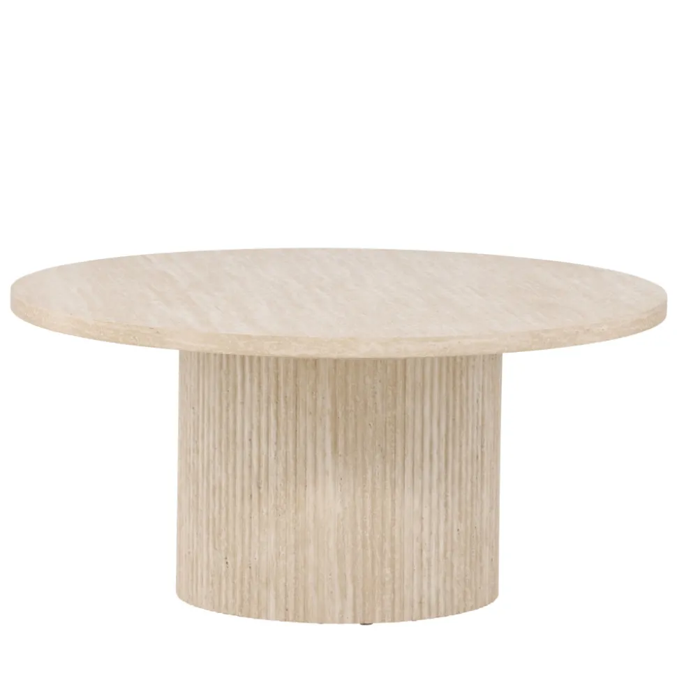 HARON Table basse ronde en bois effet travertin ø80cm
