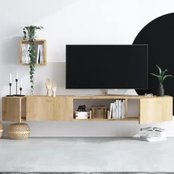 HEAVY Meuble TV suspendu 3 portes en bois L180cm